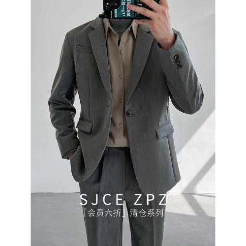 【清倉】高級感輕熟風西裝男外套韓版修身潮流帥氣休閑西服春秋季