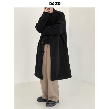 DAZO 高級質感毛呢大衣男中長款秋冬加厚寬松百搭呢料風衣外套