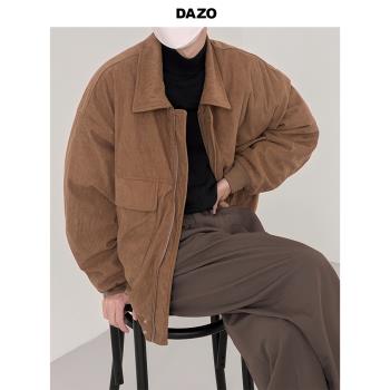 DAZO 高級感燈芯絨棉衣男生ins復古翻領棉服夾克外套加棉保暖潮