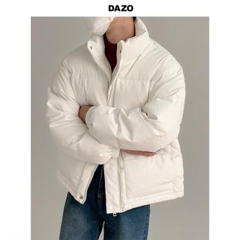 DAZO 立領羽絨服男冬季加厚寬松短款保暖外套80%白鴨絨簡約百搭