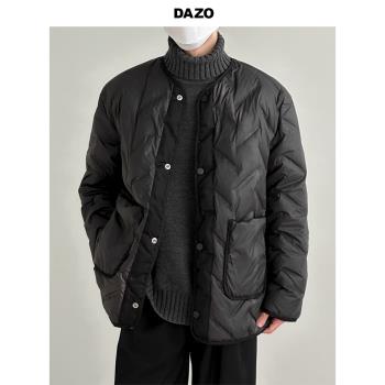 DAZO 冬季保暖雙面穿羽絨服男輕便簡約短款鴨絨外套純色百搭