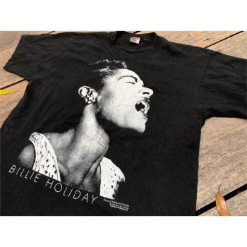 美國潮流ins爵士女歌手比莉·霍利德周邊T恤復古純棉半袖圓領男