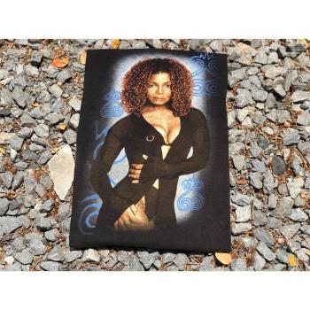珍妮杰克遜Janet Jackson歌手印花短袖美國潮牌圓領寬松t恤半截袖