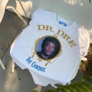 美國說唱歌手Dr.Dre印花圓領T恤街頭嘻哈寬松百搭背心純棉ins短袖