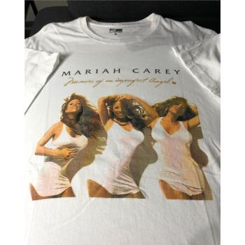 美國歌手瑪麗亞·凱莉印花圓領T恤寬松百搭短袖個性BF風純棉背心