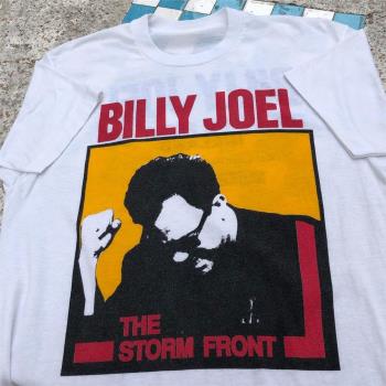 美國歌手Billy Joel印花圓領T恤寬松純棉半截袖百搭街頭BF風背心