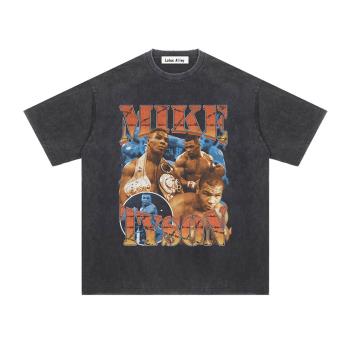 水洗做舊 邁克泰森MIKE Tyson拳擊復古印花t桖純棉寬松短袖