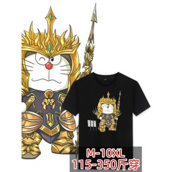哆啦A夢機器貓英雄聯盟諾克薩斯沙漠皇帝皇子男士大碼純棉短袖T恤
