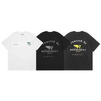REPRESENT LAIF美式高街發泡浮雕字母復古寬松潮牌短袖