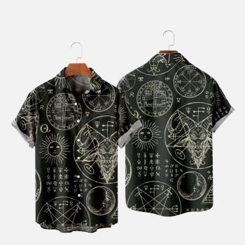 Fashion 3D printing lapel shirt for men 時尚3D印花翻領襯衫男