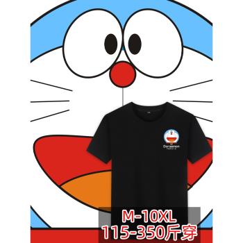 機器貓哆啦A夢動漫電影周邊潮牌衣服兒童大童夏季男士大碼短袖T恤