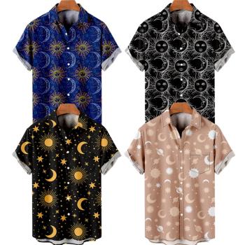 Casual printed polo short sleeve top休閑印花翻領短袖上衣男士