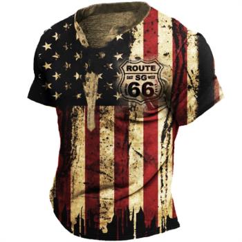Casual 3D printing short-sleeved shirt for men休閑3D印花上衣