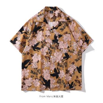 慵懶中國風藝術感夏威夷短袖襯衫