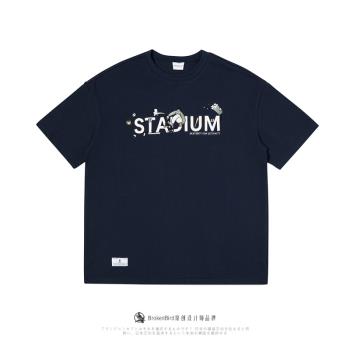 原宿風學生hiphop高街卡通字母印花純棉短袖T恤男夏季寬松上衣ins