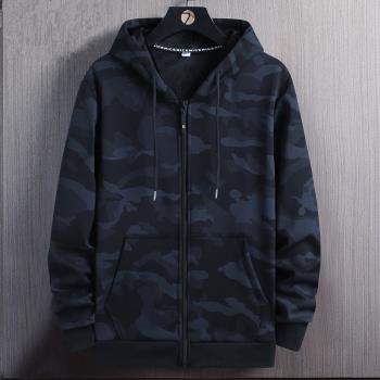衛衣男開衫外套潮牌撿漏男裝春秋季純棉迷彩連帽上衣服休閑夾克衫