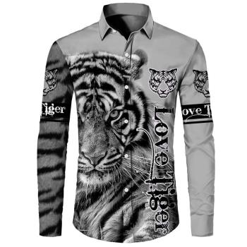 Long sleeve casual 3D printed shirt for men 長袖3D印花襯衫男