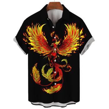 Short sleeve lapel 3D printed shirt for men 翻領3D印花襯衫男