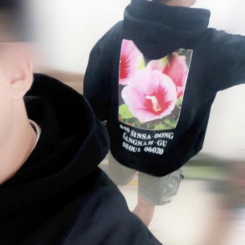 JTYSJ自主 23FW首爾限定木槿花Box Logo花卉字母印花情侶連帽衛衣