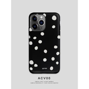 Acvoo幾何波點簡約個性iPhone13Pro適用于12雙層15全包X手機殼14