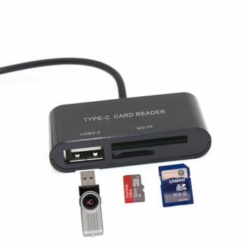 type-c讀卡器USB插U盤安卓手機OTG功能讀取單反相機SD卡TF內存卡