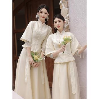 秋季中國風婚禮姐妹裙顯瘦伴娘服