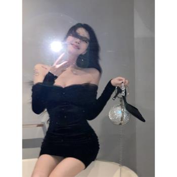生日party初秋性感黑色小禮服