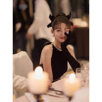 宴會輕婚紗生日派對掛脖小晚禮服