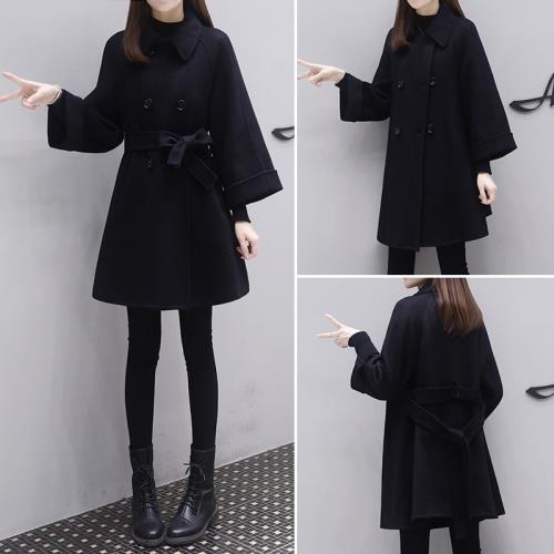 雙面羊絨大衣女2024年秋冬新款小個子中長款高端氣質羊毛呢子外套