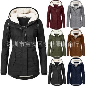 Plus-size 5XL womens cotton-padded hooded warm coat女棉衣女