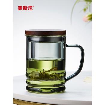 美斯尼泡茶杯茶水分離男辦公室喝茶杯子個人專用日式玻璃高檔水杯
