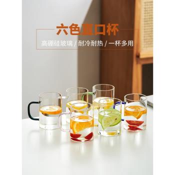 美斯尼玻璃杯家用花茶杯耐高溫喝水杯子個人專用牛奶杯果汁杯新款