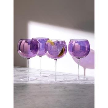英國LSA黛拉紫水晶玻璃紅酒杯高腳香檳葡萄酒杯海波杯氣泡水杯子