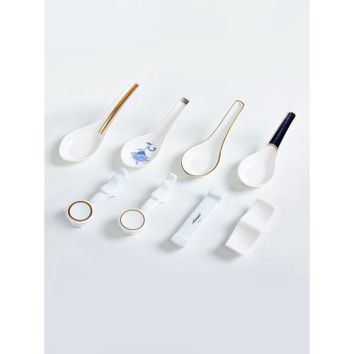 Noritake則武陶瓷湯勺毛巾碟味碟中式調羹筷架中餐廳桌面擺臺用品