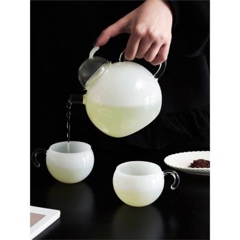 莫語 胖鴨梨杯壺 設計師款玻璃可加熱高硼硅水壺套裝 茶壺玻璃杯