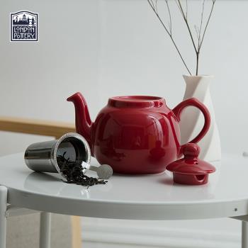 LondonPottery紅色田園英國茶壺陶瓷泡茶壺茶具帶濾網禮物600ml