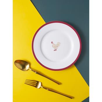 和風北歐餐具釉中彩西餐盤子家用陶瓷圓盤個性創意湯盤牛排盤