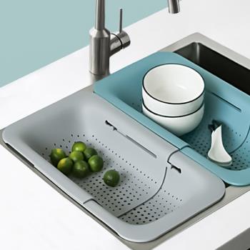 ins可伸縮洗菜盆瀝水籃小水槽塑料折疊漏籃家用廚房水池濾水筐