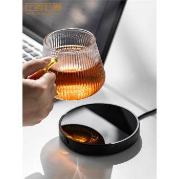 左茗右器55/70度恒溫杯墊熱茶溫茶器暖茶壺玻璃茶杯保溫加熱底座