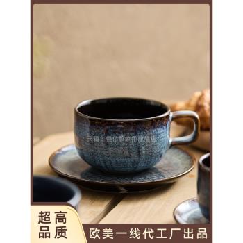 美式高階布紋咖啡杯高檔精緻掛耳咖啡杯碟拿鐵杯意式濃縮咖啡杯BW