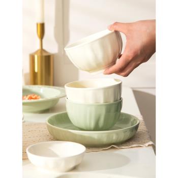 奶油風吃飯碗家用2024新款陶瓷餐具高顏值好看的湯碗吃飯碗單個
