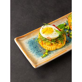 玉泉創意碟子長方盤陶瓷盤子復古壽司盤餐盤日式魚盤菜盤家用餐具