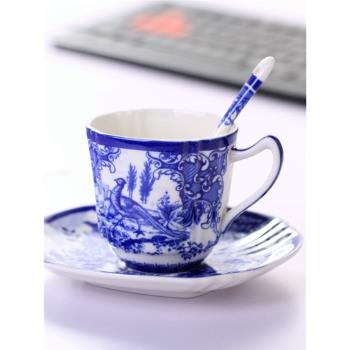 歐式青花瓷咖啡杯陶瓷小容量下午茶具套裝家用小奢華創意古典藍色