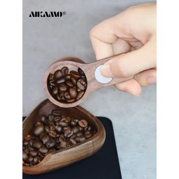 實木咖啡量勺咖啡粉計量小勺子稱豆木勺咖啡豆胡桃木短柄勺子10g