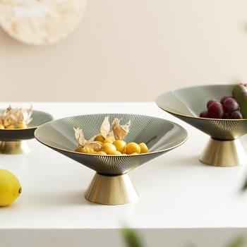 輕奢高腳玻璃水果盤ins風客廳家用茶幾創意個性簡約干果零食托盤