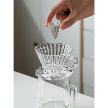CAFEDE KONA透明玻璃平衡錐萃取優化器 手沖V60濾杯 轉換蛋糕濾杯