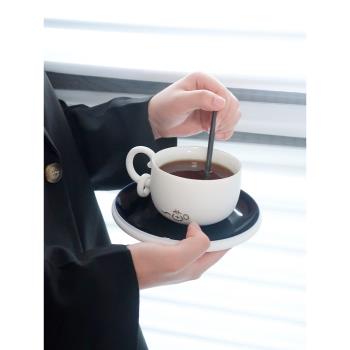 萬仟堂咖啡杯子高檔陶瓷攪拌杯精致女高顏值輕奢下午茶杯子喵杯