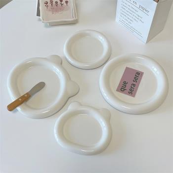 網紅胖嘟嘟盤白色圓形盆栽託盤ins風陶瓷盤子高顏值甜品盤早餐盤