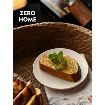 ZERO-HOME融圓陶瓷下午茶點心盤 日式奶油ins風糕點盤 零食水果盤