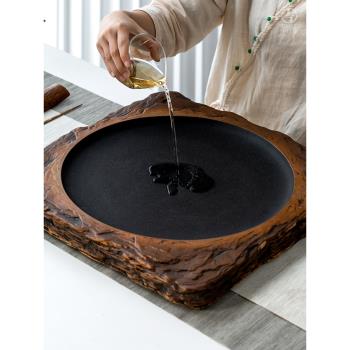 萬仟堂陶瓷茶盤圓形客廳家用高級感中式茶托盤瀝水茶具茶盤滿月02